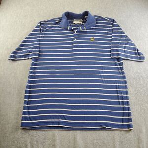Masters Augusta National Golf Shop Polo Shirt Men L Blue Striped Short Sleeve